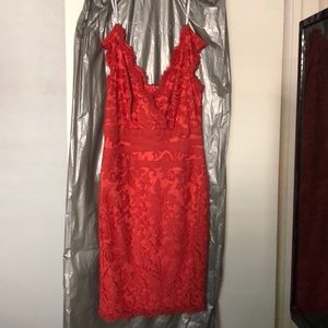Tadashi Shoji Coral cocktail dress.